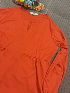 Vibrant Orange Long Sleeve Tunic Top