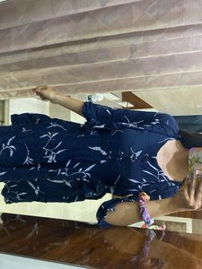 Chic Navy Blue Printed Dress