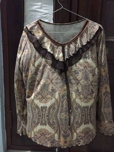 Boho fashion Paisley Print Long Sleeve Top