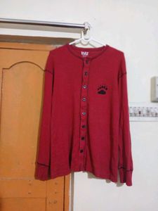 Red Bear Paw Button-Up Top