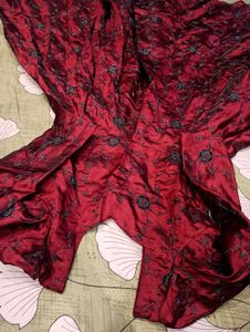 Elegant Red Embroidered Dress