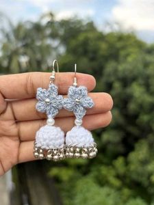 Crochet Flower Jhumka Earrings