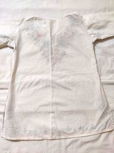 Embroidered White Cotton Kurta for girls age 6