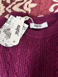 Knit Pullover Sweater Wine colour