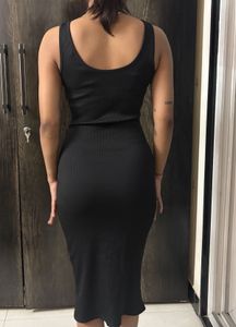 Sleek Black Ribbed Midi Dress