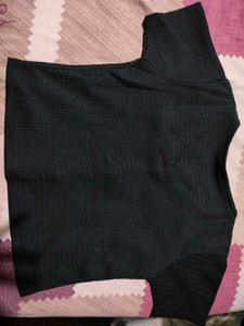 Black Collared Button-Up Top