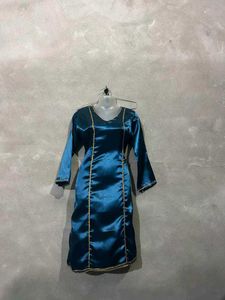 Teal Satin Kurta Set without duppatta