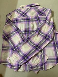 Purple Plaid Button-Up Shirt