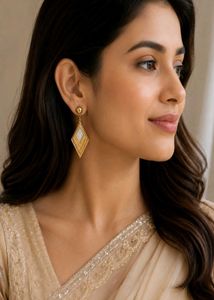 Diamond &amp; Gold Tone Dangle Earrings