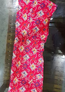 Red Printed Cotton kurta
