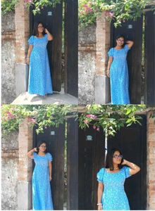 Chic Blue Floral Midi Dress