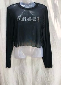 56209. Sheer "Angel" Crop Top