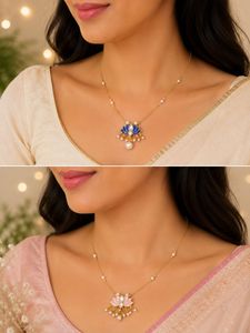 Lotus Pendant Necklace Set of 2