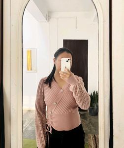 Pink Knitted Wrap Top