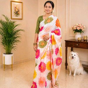 Pushpa Raga : A Soft floral Linen Sare