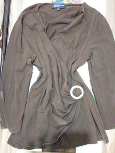 Jones New York Brown Draped Top