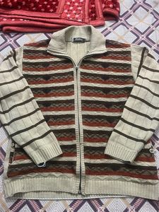 Men's Striped Zip-Up Sweater