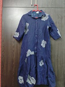 Blue Floral Button-Down Dress