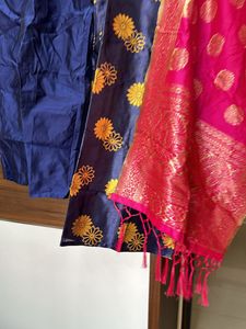 Blue Kurta Pant And Dupatta Set