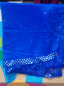 royal blue dupatta with sequins border from sides