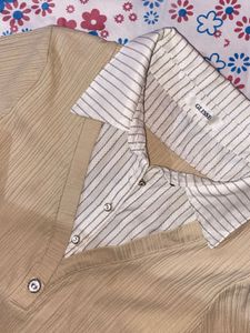 Ribbed Knit Collared Long Sleeve Top
