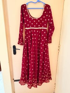 Maroon Anarkali Kurta Set