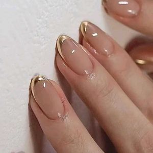 Elegant Gold French Tip Nails