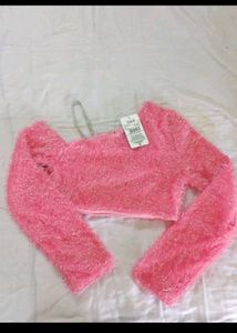 Fluffy Pink Crop Top