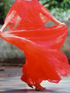 Red Beaded Tulle Top