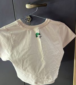 White Graphic Crop Top