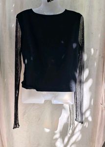 21279. Black Heart Flame Graphic Long Sleeve Top