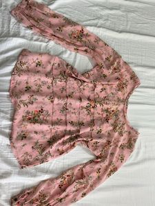 Chic Pink Floral Long Sleeve Top