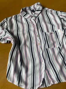 Striped Button-Up Shirt korean style