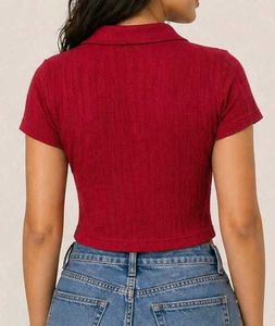 Red Crop top with collar