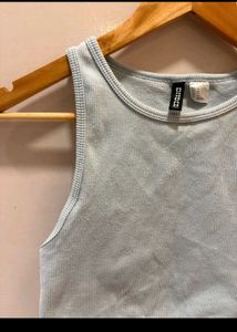 H&amp;M Light Blue Ribbed Tank Top