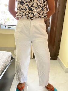White Straight Leg Trousers