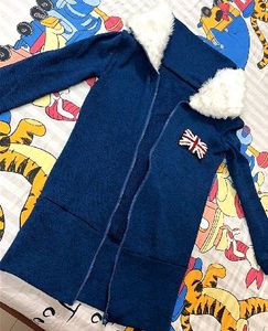 Blue Zip-Up Jacket with Faux Fur Collar