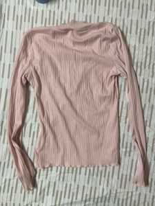 Pink Lace Trim Long Sleeve Top