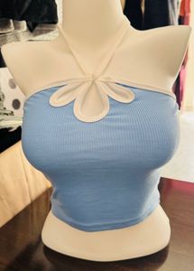 Blue Floral Tube Top