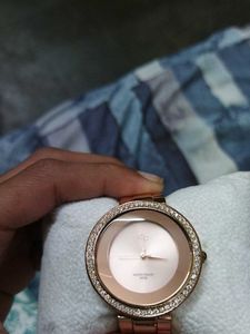 Rose Gold Crystal Bezel Watch