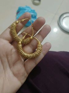 Gold Textured Hoop Earrings