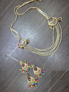 Ethnic Inspired Pearl Necklace &amp; Earring Set