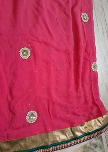 Elegant Pink Saree with Embellishments