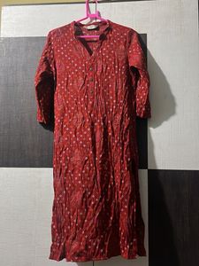 Red Printed Kurta