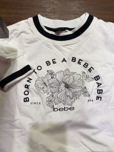 bebe Long Sleeve Graphic Crop Top