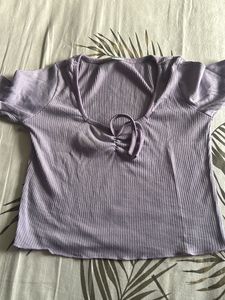 Cute Lavender Ribbed Crop Top