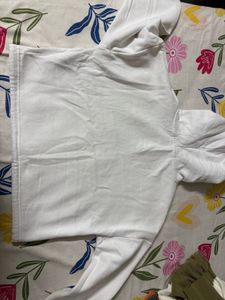 White Cropped Hoodie with Scorpion Graphic