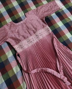 Elegant Pink Pleated Maxi Dress