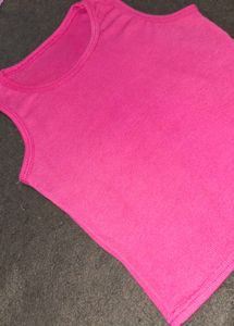 Bright Pink Ribbed Cropped Tank Top