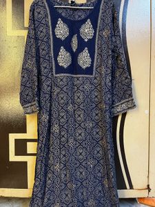 Navy Blue Printed Kurta